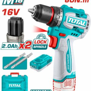 TOTAL 16V Brushless Cordless Drill Driver Kit- TDLI16606