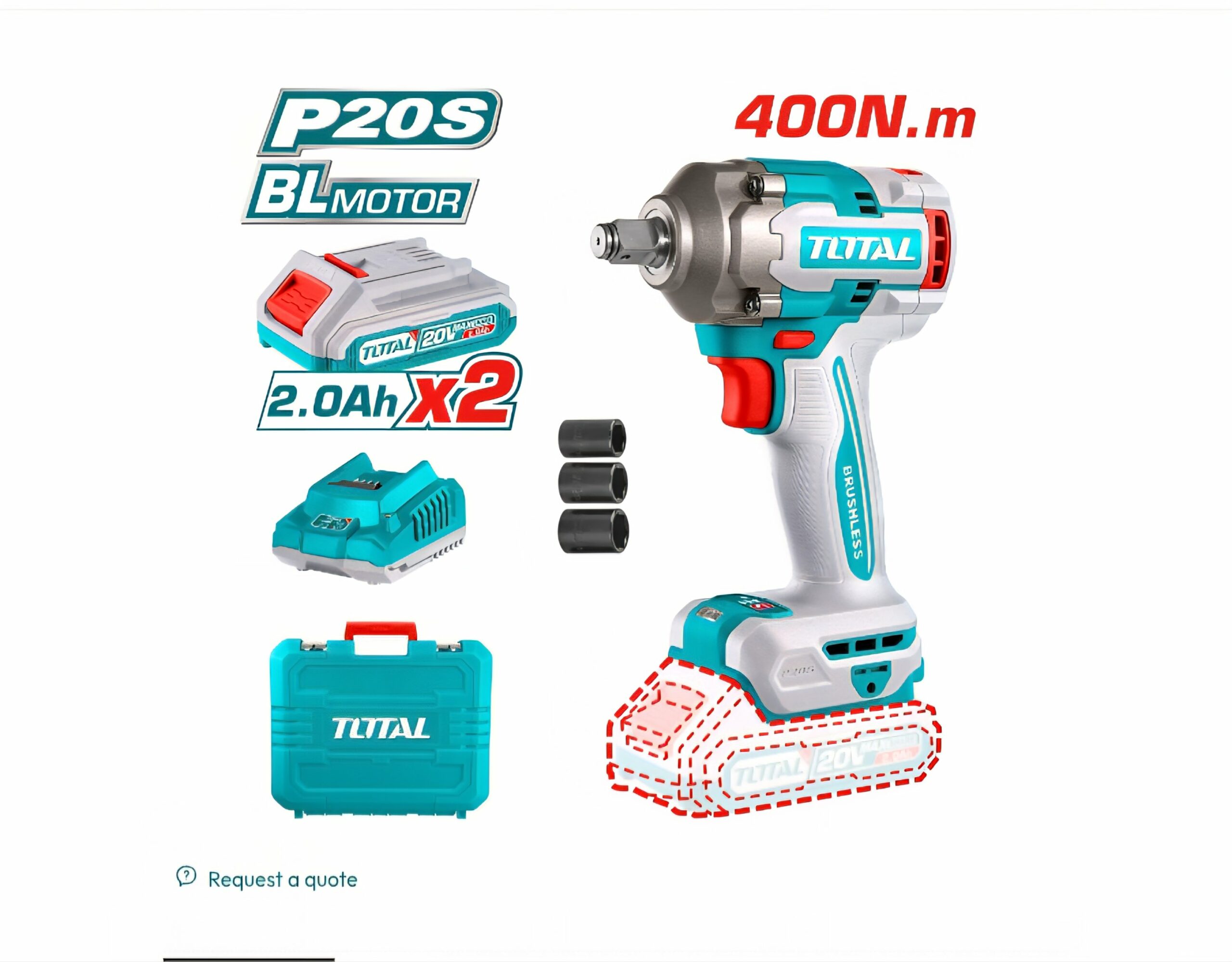 Total 20V Li-ion Cordless Impact Wrench – TIWLI2040